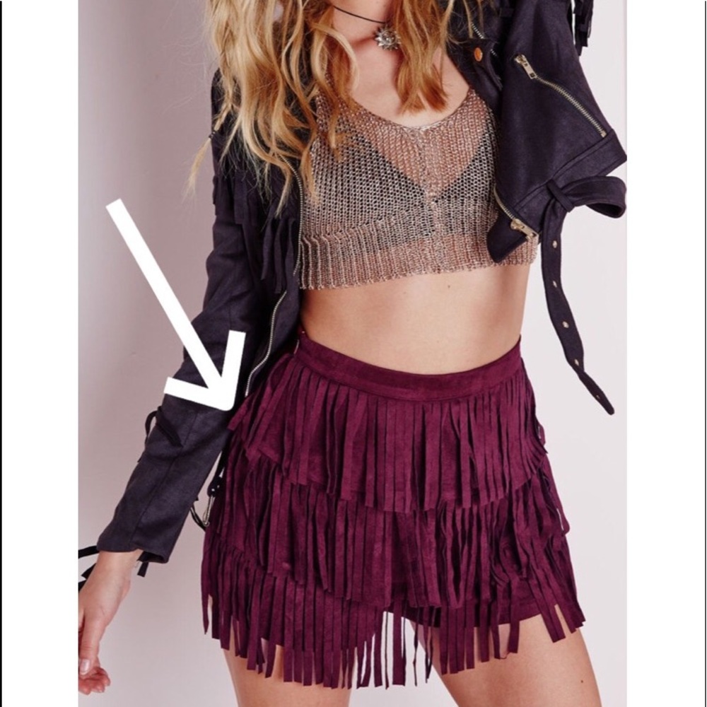 Suede fringe burgundy shorts